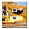 Art Plates - Two Port RJ11 - Telephone decorative printed keystone style wall plate. CAT3 - RJ12 Female to Female phone jack. Works for phones, fax, ect. - Red Wine and Cheese view 1