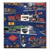 Art Plates - Decorative Printed 2 Port Data Wall Plate - RJ11 Telephone Jack Connector and RJ45 (Cat5, Cat6, Cat7) Ethernet Connector - Gold-Plated Contacts - Steam Locomotives (blue) view 1