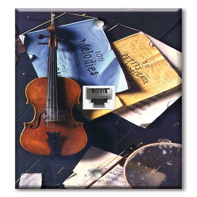 Art Plates - One Port RJ11 - Telephone decorative printed keystone style wall plate. CAT3 - RJ12 Female to Female phone jack. Works for phones, fax, ect. - Harnett: The Old Door