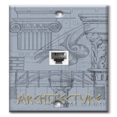 Art Plates - One Port RJ11 - Telephone decorative printed keystone style wall plate. CAT3 - RJ12 Female to Female phone jack. Works for phones, fax, ect. - Architecture