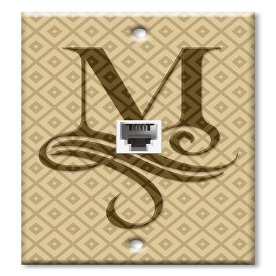 Art Plates - One Port RJ11 - Telephone decorative printed keystone style wall plate. CAT3 - RJ12 Female to Female phone jack. Works for phones, fax, ect. - Letter "M" Monogram