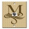 Art Plates - One Port RJ11 - Telephone decorative printed keystone style wall plate. CAT3 - RJ12 Female to Female phone jack. Works for phones, fax, ect. - Letter "M" Monogram view 1