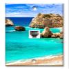 Art Plates - One Port RJ11 - Telephone decorative printed keystone style wall plate. CAT3 - RJ12 Female to Female phone jack. Works for phones, fax, ect. - Rock Cliffs near the Beach view 1