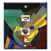 Art Plates - Decorative Printed 2 Port Data Wall Plate - RJ11 Telephone Jack Connector and RJ45 (Cat5, Cat6, Cat7) Ethernet Connector - Gold-Plated Contacts - Gris: Guitar on a Table view 1