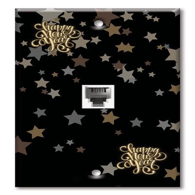 Art Plates - One Port RJ11 - Telephone decorative printed keystone style wall plate. CAT3 - RJ12 Female to Female phone jack. Works for phones, fax, ect. - Happy New Year
