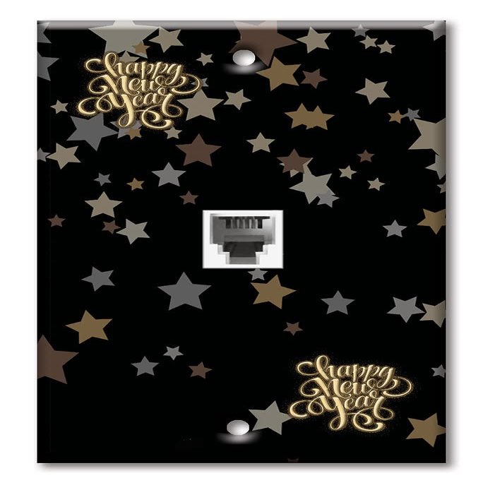 Art Plates - One Port RJ11 - Telephone decorative printed keystone style wall plate. CAT3 - RJ12 Female to Female phone jack. Works for phones, fax, ect. - Happy New Year