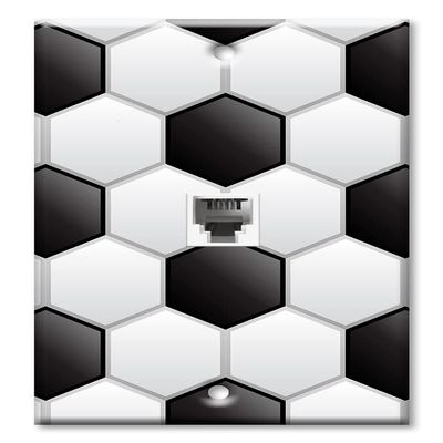 Art Plates - One Port RJ11 - Telephone decorative printed keystone style wall plate. CAT3 - RJ12 Female to Female phone jack. Works for phones, fax, ect. - Soccer Ball
