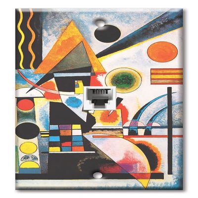 Art Plates - One Port RJ11 - Telephone decorative printed keystone style wall plate. CAT3 - RJ12 Female to Female phone jack. Works for phones, fax, ect. - Kandinsky: Balancement