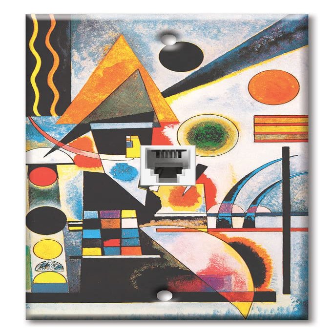 Art Plates - One Port RJ11 - Telephone decorative printed keystone style wall plate. CAT3 - RJ12 Female to Female phone jack. Works for phones, fax, ect. - Kandinsky: Balancement