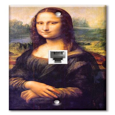 Art Plates - One Port RJ11 - Telephone decorative printed keystone style wall plate. CAT3 - RJ12 Female to Female phone jack. Works for phones, fax, ect. - Da Vinci: Mona Lisa