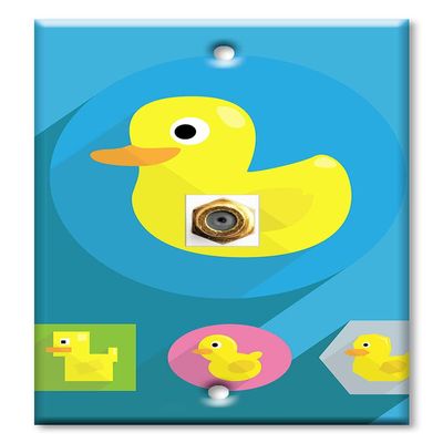 Art Plates - Decorative Printed 1 Port Coax Cable Wall Plate, 3GHz Coaxial Cable Connector, F-Type RG6 - RG59 Cable Extender Male to Male, Gold-Plated - Rubber Ducks