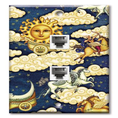 Art Plates - Two Port RJ11 - Telephone decorative printed keystone style wall plate. CAT3 - RJ12 Female to Female phone jack. Works for phones, fax, ect. - Pegasus