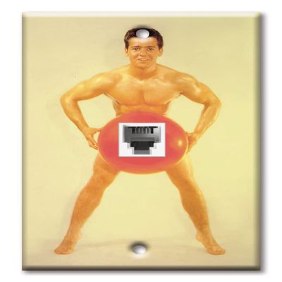 Art Plates - One Port RJ11 - Telephone decorative printed keystone style wall plate. CAT3 - RJ12 Female to Female phone jack. Works for phones, fax, ect. - Beach Hunk