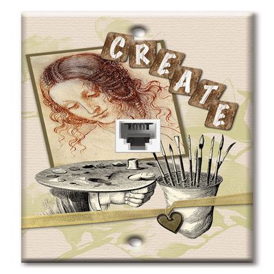 Art Plates - One Port RJ11 - Telephone decorative printed keystone style wall plate. CAT3 - RJ12 Female to Female phone jack. Works for phones, fax, ect. - Create