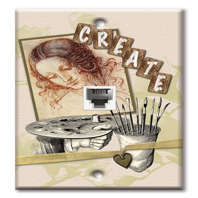 Art Plates - One Port RJ11 - Telephone decorative printed keystone style wall plate. CAT3 - RJ12 Female to Female phone jack. Works for phones, fax, ect. - Create