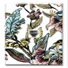Art Plates - One Port RJ11 - Telephone decorative printed keystone style wall plate. CAT3 - RJ12 Female to Female phone jack. Works for phones, fax, ect. - Blue and Pink Flower Drawing view 1