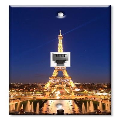 Art Plates - One Port RJ11 - Telephone decorative printed keystone style wall plate. CAT3 - RJ12 Female to Female phone jack. Works for phones, fax, ect. - The Eifel Tower