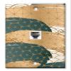 Art Plates - One Port RJ11 - Telephone decorative printed keystone style wall plate. CAT3 - RJ12 Female to Female phone jack. Works for phones, fax, ect. - Blue and Gold Symmetrical view 1