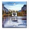 Art Plates - One Port RJ11 - Telephone decorative printed keystone style wall plate. CAT3 - RJ12 Female to Female phone jack. Works for phones, fax, ect. - River Between Mountains view 1