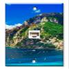 Art Plates - One Port RJ45 Ethernet decorative printed keystone style wall plate. Works with Cat5 through Cat8 cables. Female to Female Connection. - Greek Seaside Village view 1