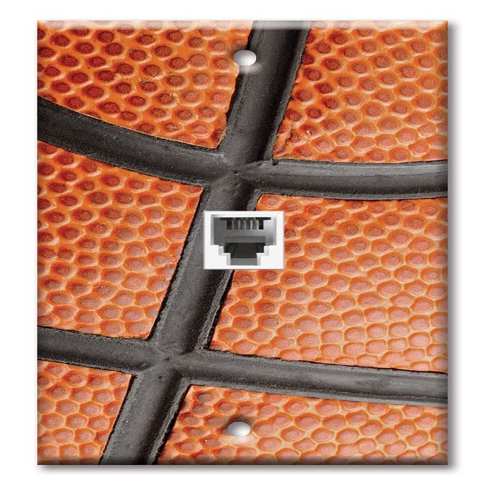 Art Plates - One Port RJ11 - Telephone decorative printed keystone style wall plate. CAT3 - RJ12 Female to Female phone jack. Works for phones, fax, ect. - Basketball Closeup
