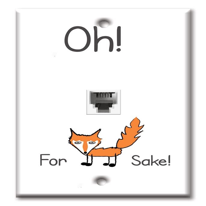Art Plates - One Port RJ11 - Telephone decorative printed keystone style wall plate. CAT3 - RJ12 Female to Female phone jack. Works for phones, fax, ect. - Fox Sake
