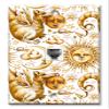 Art Plates - One Port RJ11 - Telephone decorative printed keystone style wall plate. CAT3 - RJ12 Female to Female phone jack. Works for phones, fax, ect. - Golden Moon, Sun and Dragon view 1