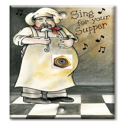 Art Plates - Decorative Printed 1 Port Coax Cable Wall Plate, 3GHz Coaxial Cable Connector, F-Type RG6 - RG59 Cable Extender Male to Male, Gold-Plated - Sing for Supper