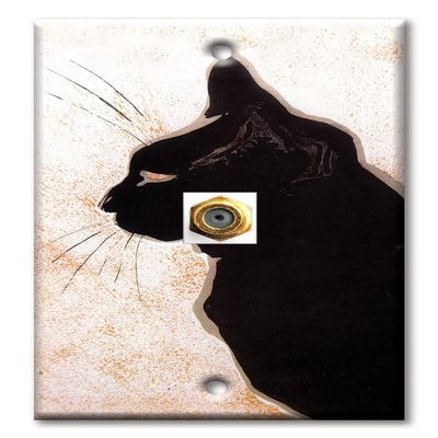 Art Plates - Decorative Printed 1 Port Coax Cable Wall Plate, 3GHz Coaxial Cable Connector, F-Type RG6 - RG59 Cable Extender Male to Male, Gold-Plated - Les Chats