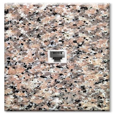 Art Plates - One Port RJ11 - Telephone decorative printed keystone style wall plate. CAT3 - RJ12 Female to Female phone jack. Works for phones, fax, ect. - Brown Granite Print