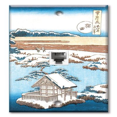 Art Plates - One Port RJ11 - Telephone decorative printed keystone style wall plate. CAT3 - RJ12 Female to Female phone jack. Works for phones, fax, ect. - Hokusai: Sumida River