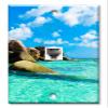 Art Plates - One Port RJ11 - Telephone decorative printed keystone style wall plate. CAT3 - RJ12 Female to Female phone jack. Works for phones, fax, ect. - Rocky Beach Cliff view 1