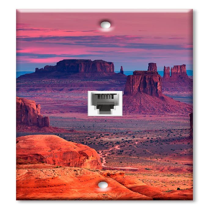 Art Plates - One Port RJ11 - Telephone decorative printed keystone style wall plate. CAT3 - RJ12 Female to Female phone jack. Works for phones, fax, ect. - Above the Desert at Dawn