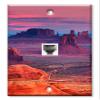 Art Plates - One Port RJ11 - Telephone decorative printed keystone style wall plate. CAT3 - RJ12 Female to Female phone jack. Works for phones, fax, ect. - Above the Desert at Dawn view 1