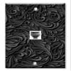Art Plates - One Port RJ11 - Telephone decorative printed keystone style wall plate. CAT3 - RJ12 Female to Female phone jack. Works for phones, fax, ect. - Black Floral view 1