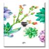 Art Plates - One Port RJ11 - Telephone decorative printed keystone style wall plate. CAT3 - RJ12 Female to Female phone jack. Works for phones, fax, ect. - Succulents view 1