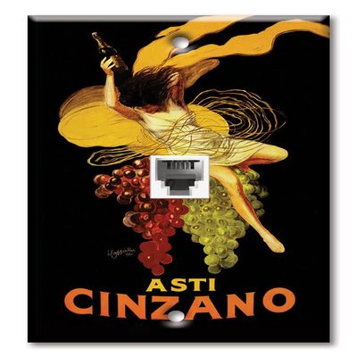 Art Plates - One Port RJ11 - Telephone decorative printed keystone style wall plate. CAT3 - RJ12 Female to Female phone jack. Works for phones, fax, ect. - Asti Cinzano