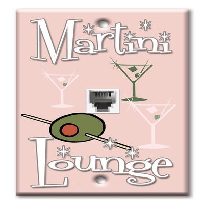 Art Plates - One Port RJ11 - Telephone decorative printed keystone style wall plate. CAT3 - RJ12 Female to Female phone jack. Works for phones, fax, ect. - Martini Lounge