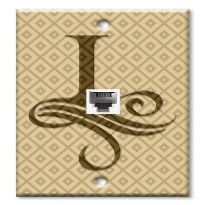 Art Plates - One Port RJ11 - Telephone decorative printed keystone style wall plate. CAT3 - RJ12 Female to Female phone jack. Works for phones, fax, ect. - Letter "I" Monogram