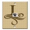 Art Plates - One Port RJ11 - Telephone decorative printed keystone style wall plate. CAT3 - RJ12 Female to Female phone jack. Works for phones, fax, ect. - Letter "I" Monogram view 1