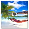Art Plates - One Port RJ45 Ethernet decorative printed keystone style wall plate. Works with Cat5 through Cat8 cables. Female to Female Connection. - Tropical Beach Palm Tree Hammock view 1