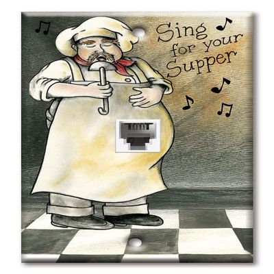 Art Plates - One Port RJ11 - Telephone decorative printed keystone style wall plate. CAT3 - RJ12 Female to Female phone jack. Works for phones, fax, ect. - Sing for Supper