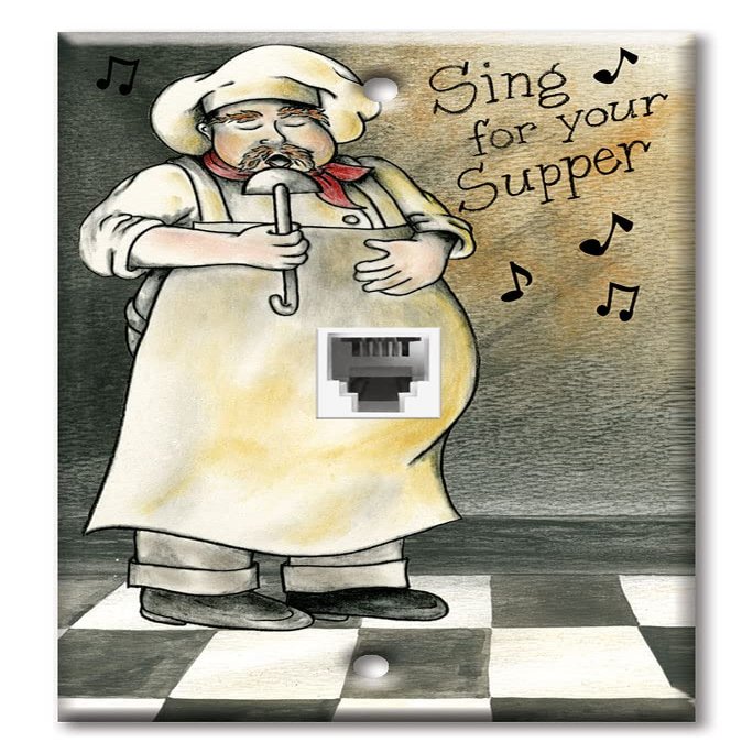 Art Plates - One Port RJ11 - Telephone decorative printed keystone style wall plate. CAT3 - RJ12 Female to Female phone jack. Works for phones, fax, ect. - Sing for Supper