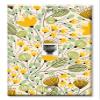 Art Plates - One Port RJ11 - Telephone decorative printed keystone style wall plate. CAT3 - RJ12 Female to Female phone jack. Works for phones, fax, ect. - Yellow Flower Toss view 1
