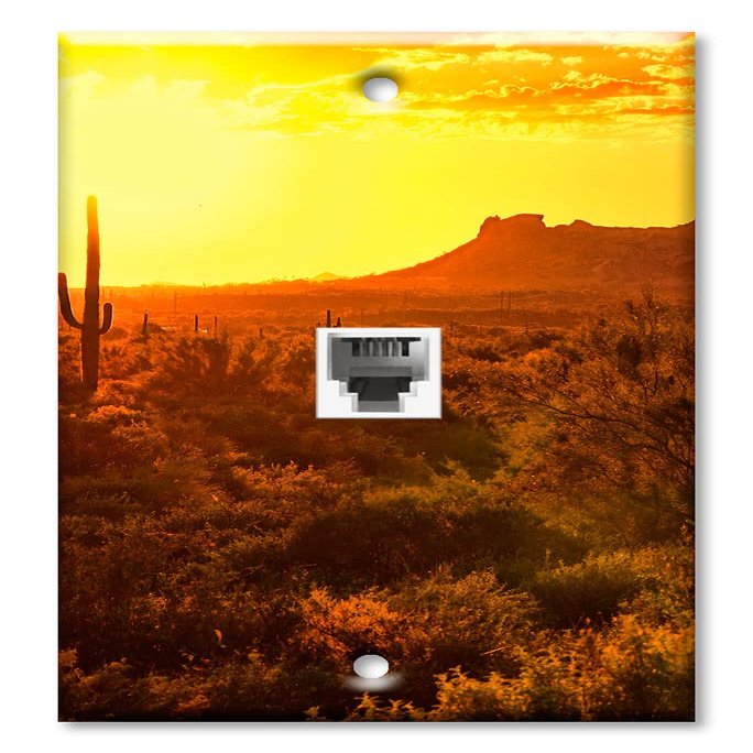 Art Plates - One Port RJ11 - Telephone decorative printed keystone style wall plate. CAT3 - RJ12 Female to Female phone jack. Works for phones, fax, ect. - Desert at Dawn