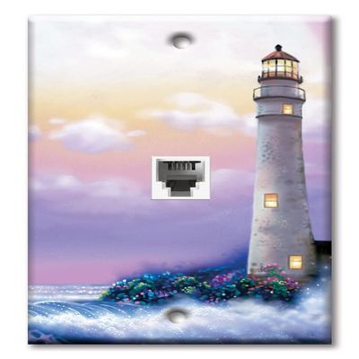 Art Plates - One Port RJ11 - Telephone decorative printed keystone style wall plate. CAT3 - RJ12 Female to Female phone jack. Works for phones, fax, ect. - Lighthouse of Dreams