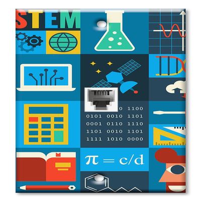 Art Plates - One Port RJ11 - Telephone decorative printed keystone style wall plate. CAT3 - RJ12 Female to Female phone jack. Works for phones, fax, ect. - Math and Science