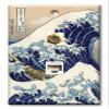 Art Plates - Decorative Printed 2 Port Data Wall Plate, RJ11 Telephone Jack Connector with RJ45 (Cat5, Cat6, Cat7) Ethernet Connector, Gold-Plated - Hokusai: Great Wave view 1