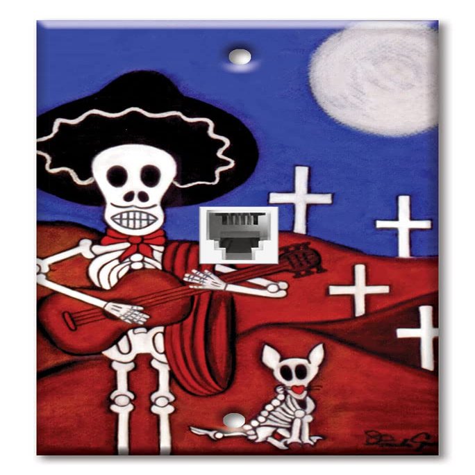 Art Plates - One Port RJ11 - Telephone decorative printed keystone style wall plate. CAT3 - RJ12 Female to Female phone jack. Works for phones, fax, ect. - Companeros