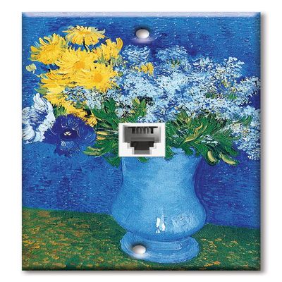Art Plates - One Port RJ11 - Telephone decorative printed keystone style wall plate. CAT3 - RJ12 Female to Female phone jack. Works for phones, fax, ect. - Van Gogh: Lilacs